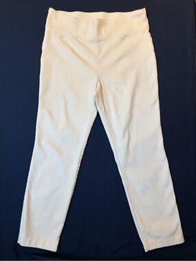 Meg & Margot White Pull On Textured Pant w/Honeycomb Pattern Women's Sz XLg
